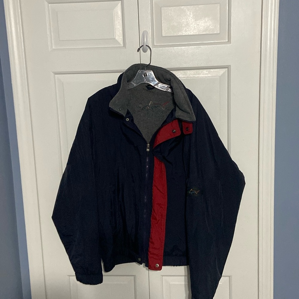 Greg Norman Navy Blue Jacket with fleece lining and hidden hood